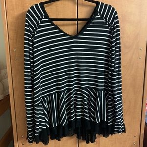 Free People Long Sleeve Ruffle Top